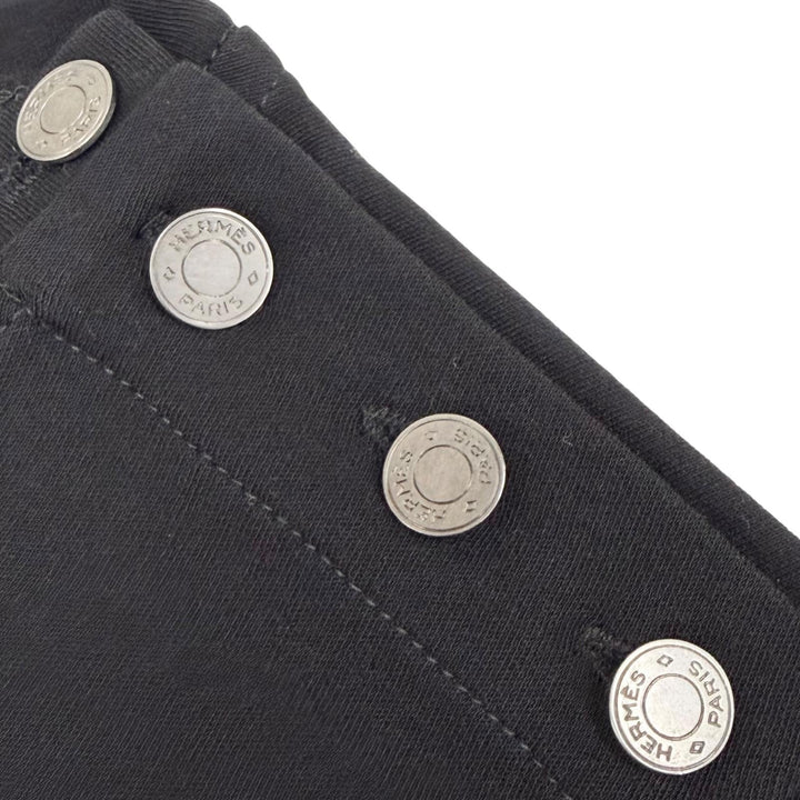 Excellent HERMES Long-sleeved T-shirt Margiela era Sellier button black 36