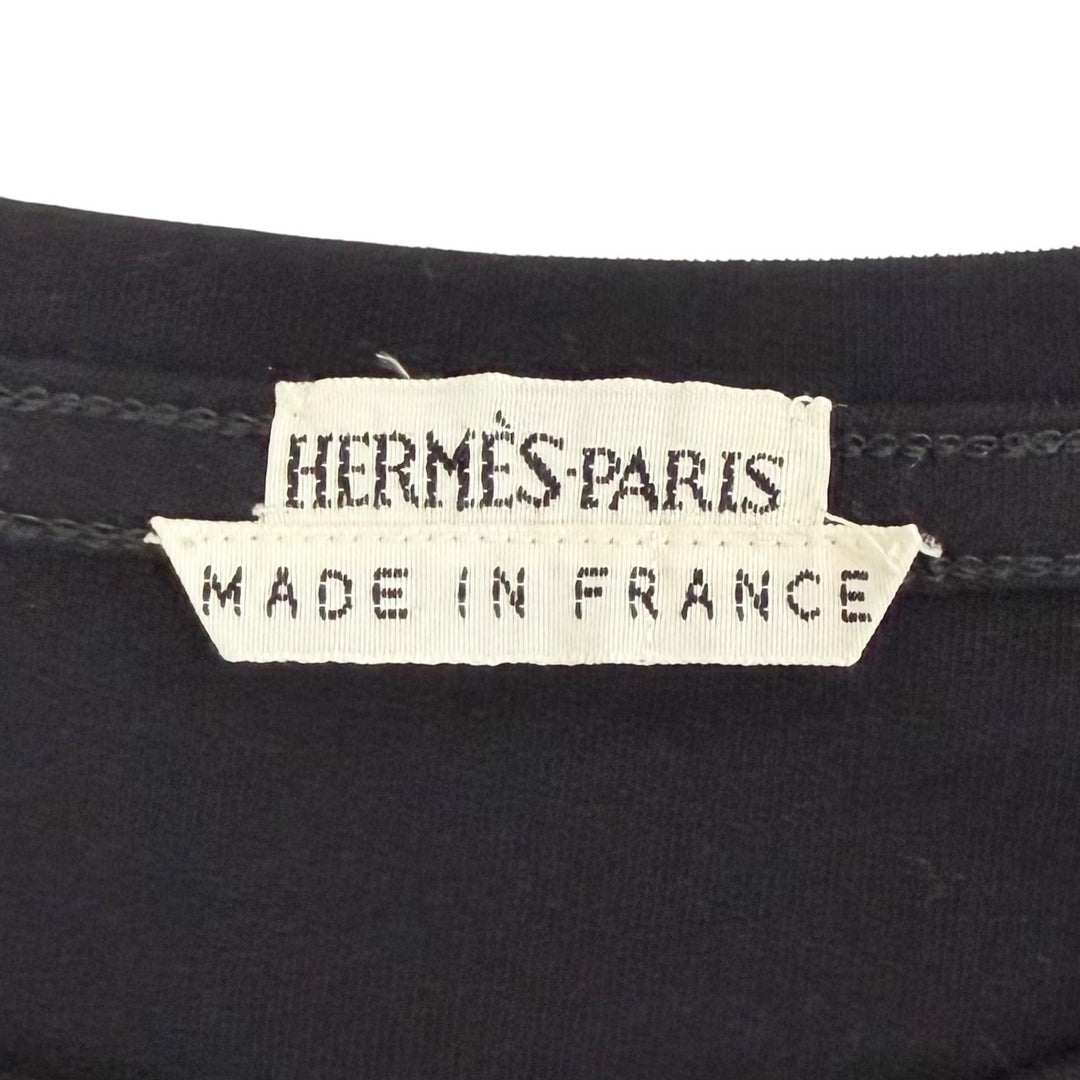 Excellent HERMES Long-sleeved T-shirt Margiela era Sellier button black 36