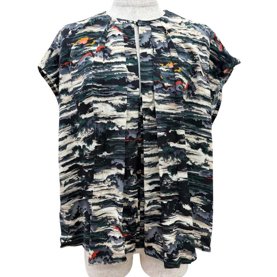 Pristine LOUIS VUITTON tops All-over print French sleeve shirt pullover silk 40