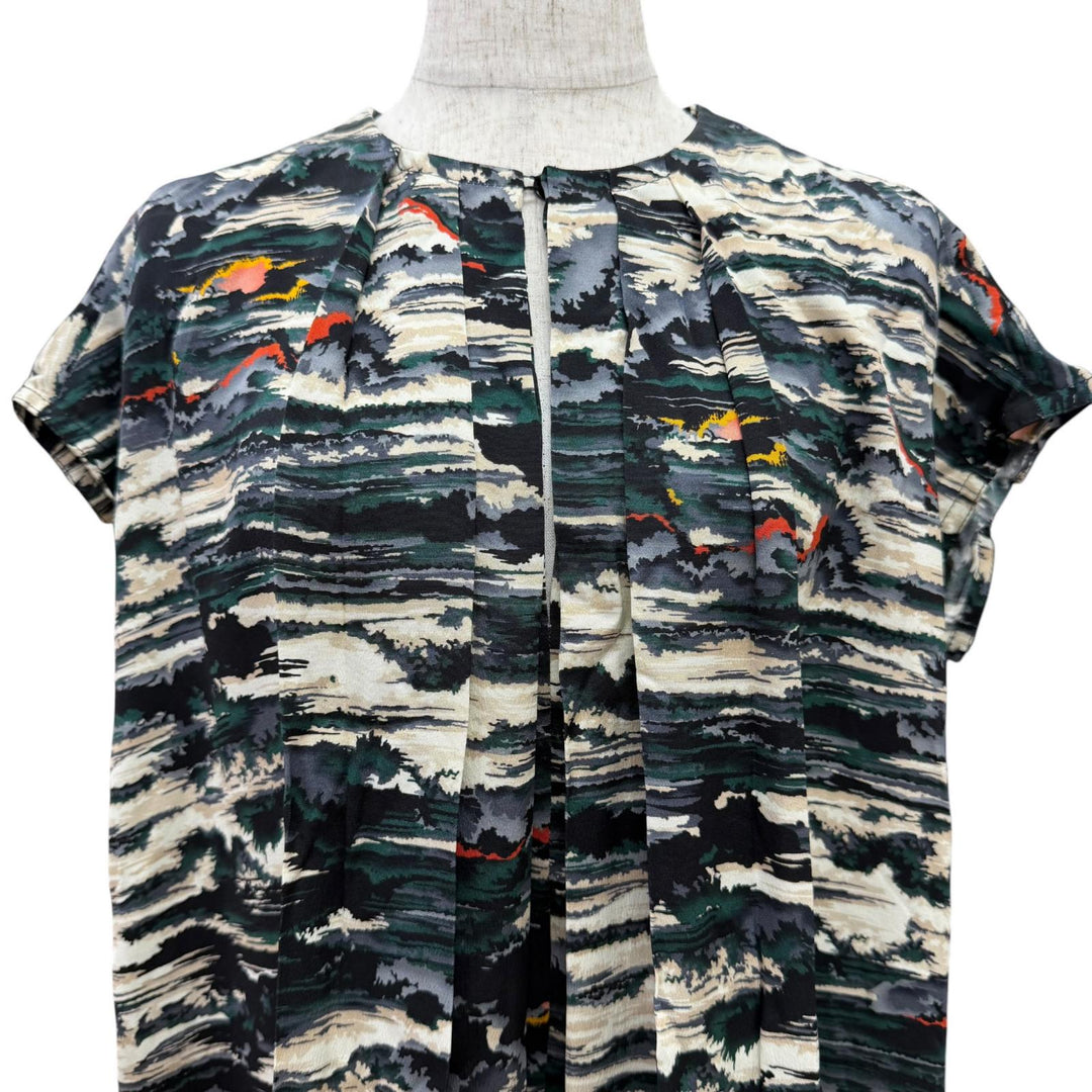 Pristine LOUIS VUITTON tops All-over print French sleeve shirt pullover silk 40