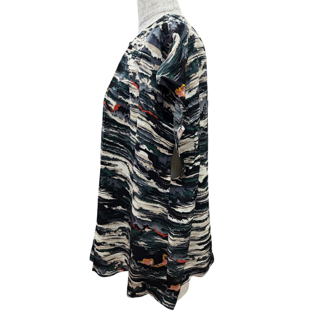 Pristine LOUIS VUITTON tops All-over print French sleeve shirt pullover silk 40