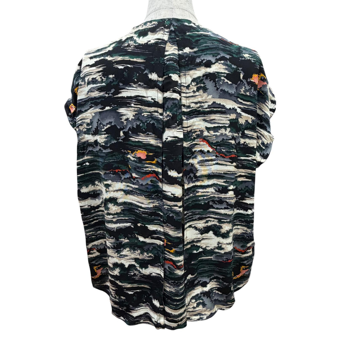 Pristine LOUIS VUITTON tops All-over print French sleeve shirt pullover silk 40