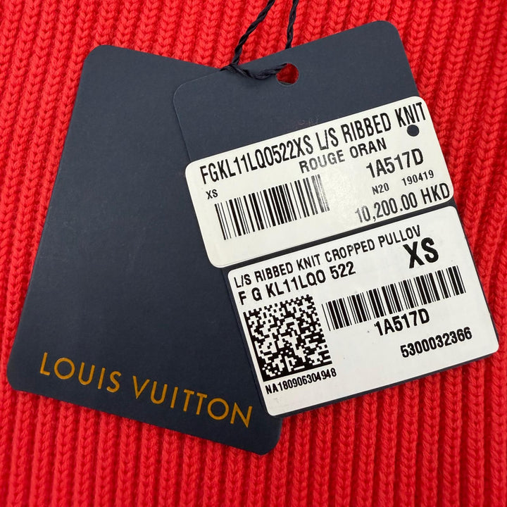Pristine LOUIS VUITTON knit High neck, scalloped design, long sleeves Red XS