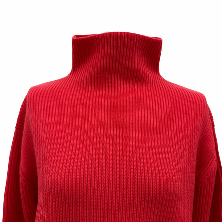 Pristine LOUIS VUITTON knit High neck, scalloped design, long sleeves Red XS