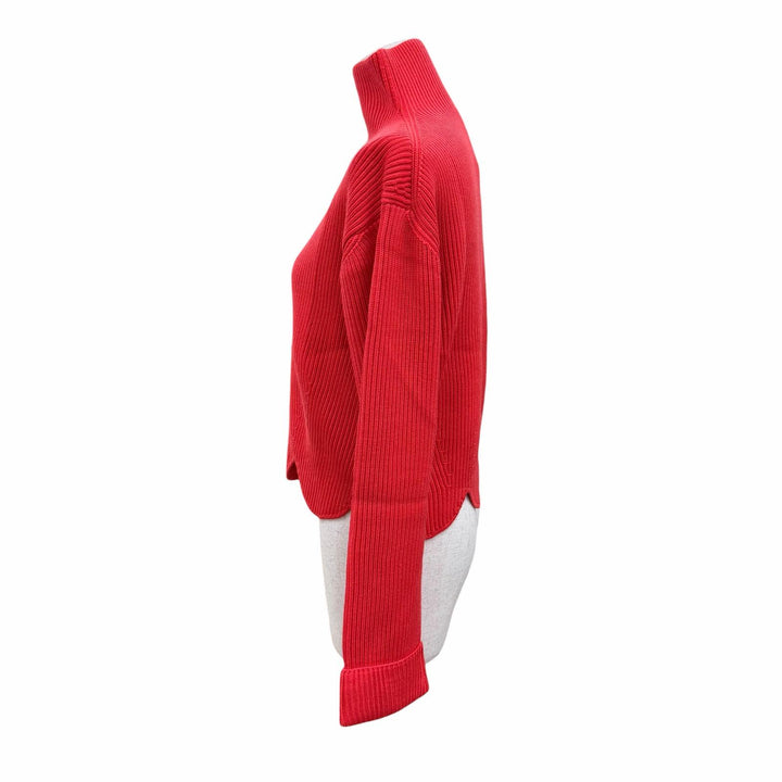 Pristine LOUIS VUITTON knit High neck, scalloped design, long sleeves Red XS