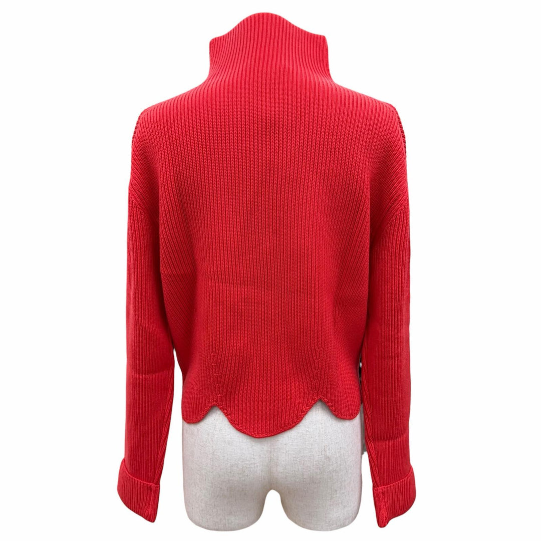 Pristine LOUIS VUITTON knit High neck, scalloped design, long sleeves Red XS