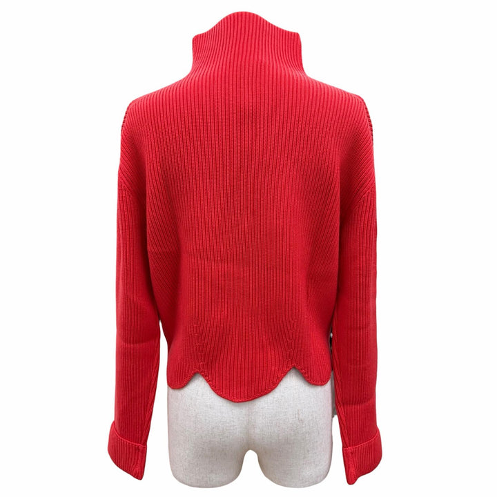 Pristine LOUIS VUITTON knit High neck, scalloped design, long sleeves Red XS