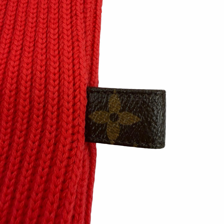 Pristine LOUIS VUITTON knit High neck, scalloped design, long sleeves Red XS