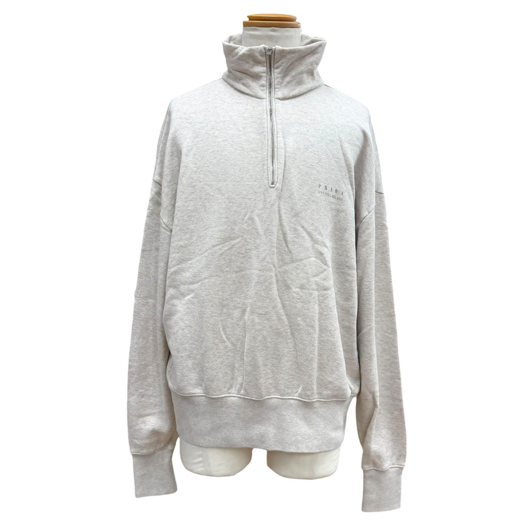 Great PRADA sweat Logo print half-zip pullover gray cotton mens XL UJL39C