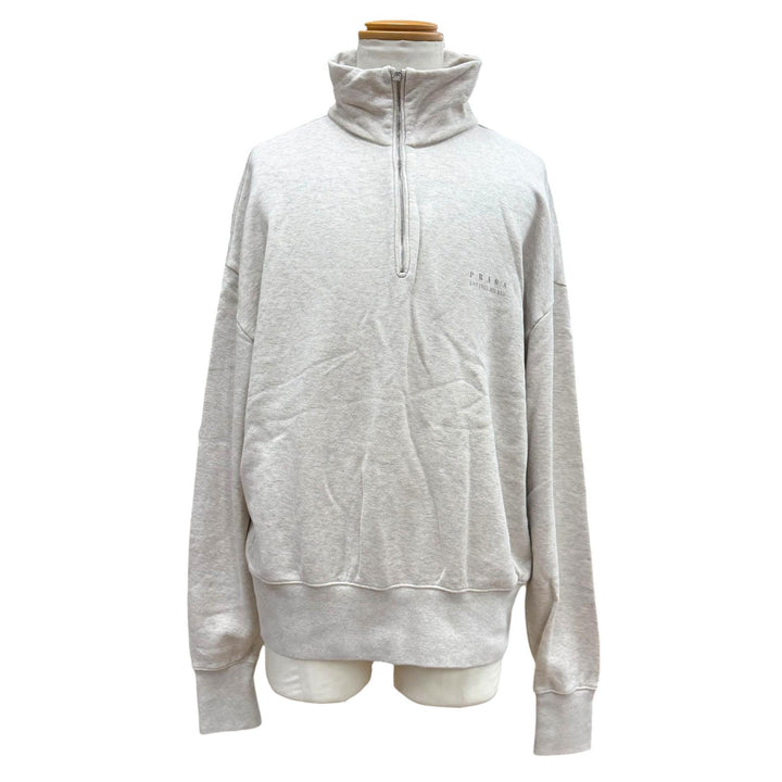 Great PRADA sweat Logo print half-zip pullover gray cotton mens XL UJL39C