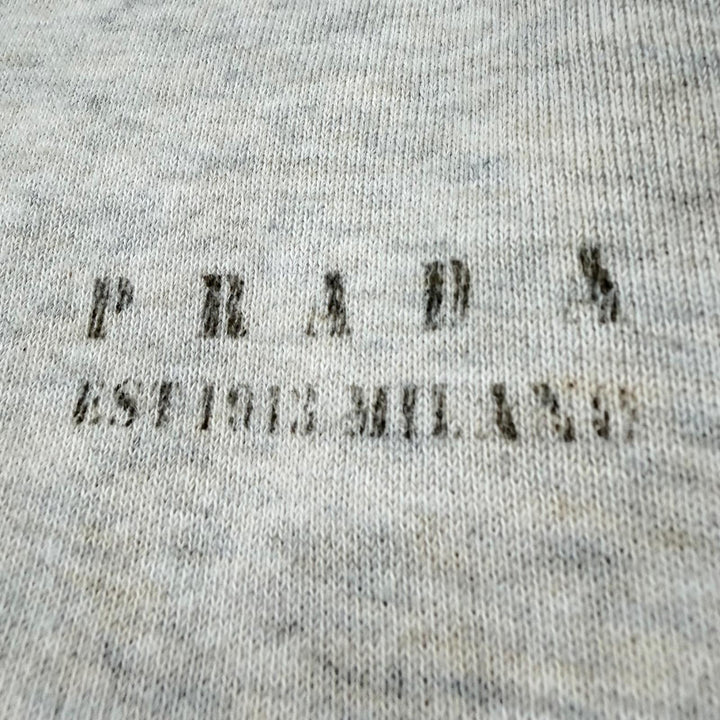 Great PRADA sweat Logo print half-zip pullover gray cotton mens XL UJL39C