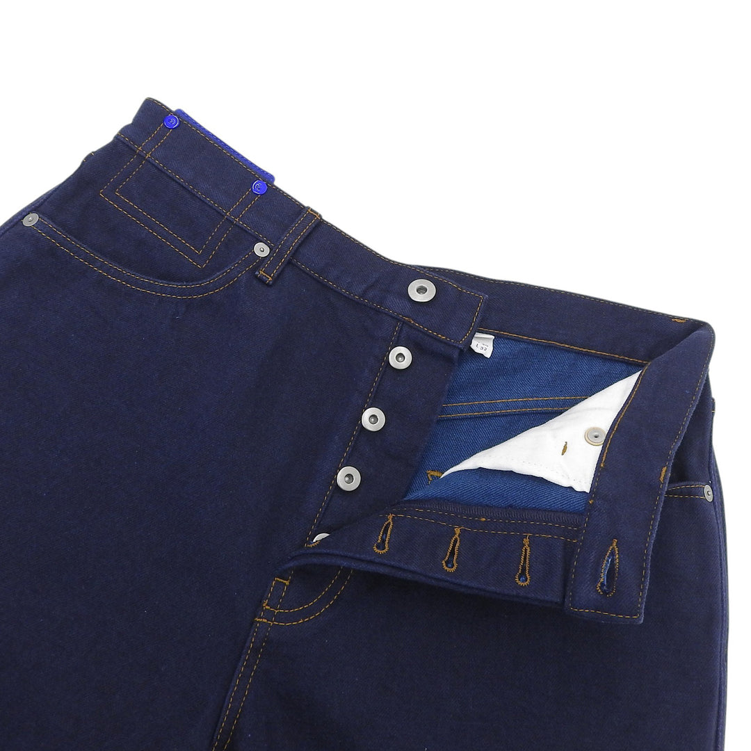 Pristine BURBERRY Denim pants Rose print roll-up Indigo blue cotton 80807741