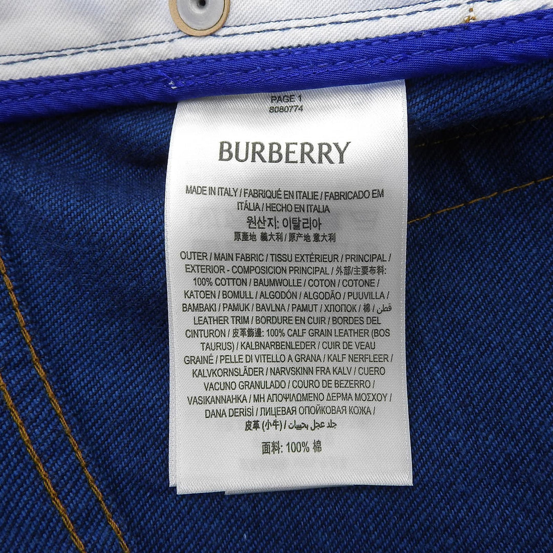 Pristine BURBERRY Denim pants Rose print roll-up Indigo blue cotton 80807741