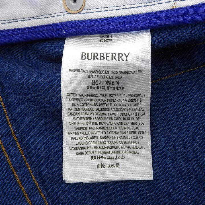 Pristine BURBERRY Denim pants Rose print roll-up Indigo blue cotton 80807741