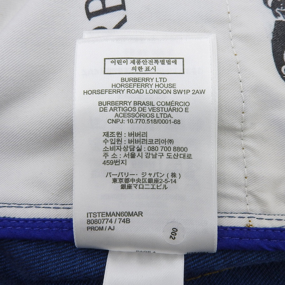 Pristine BURBERRY Denim pants Rose print roll-up Indigo blue cotton 80807741