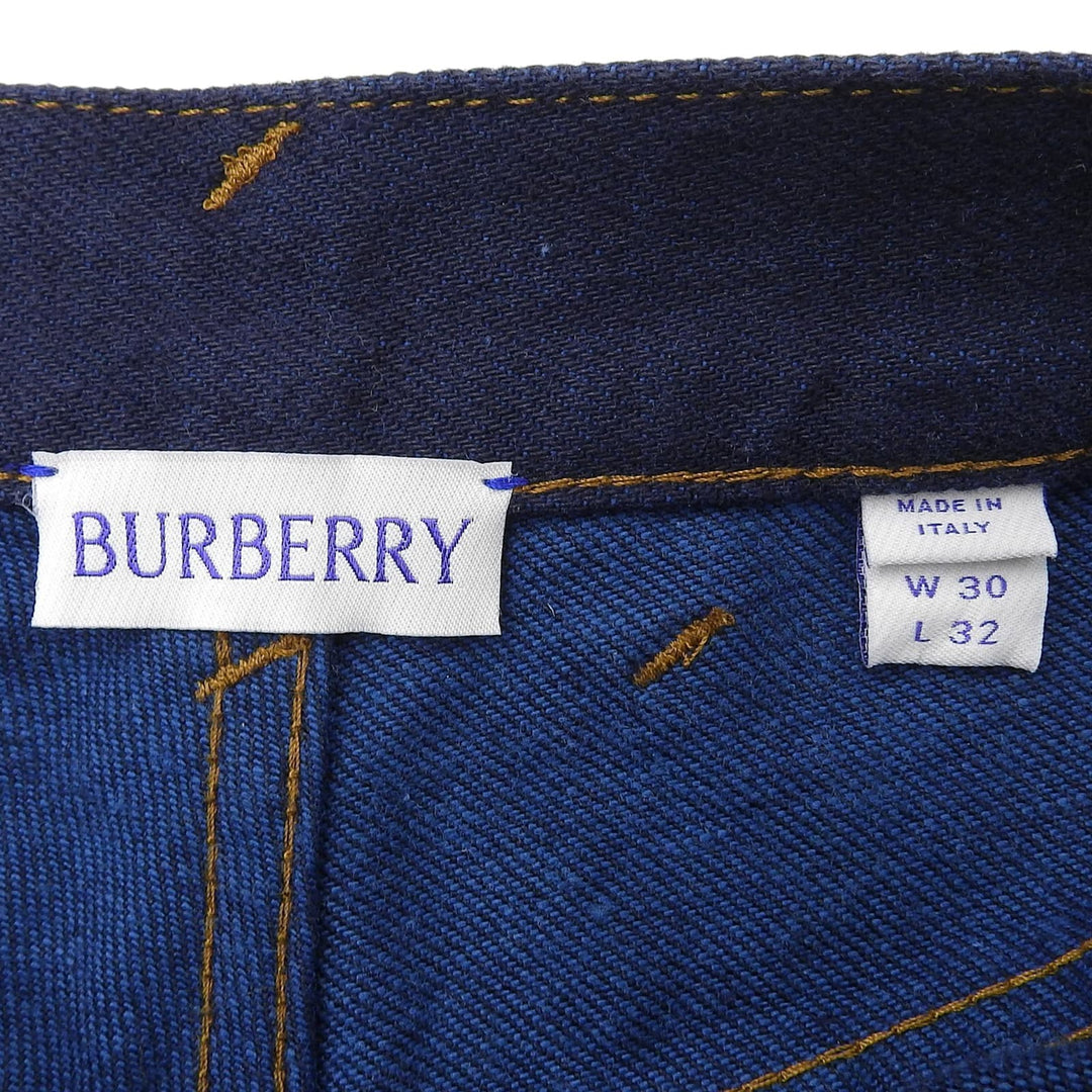 Pristine BURBERRY Denim pants Rose print roll-up Indigo blue cotton 80807741