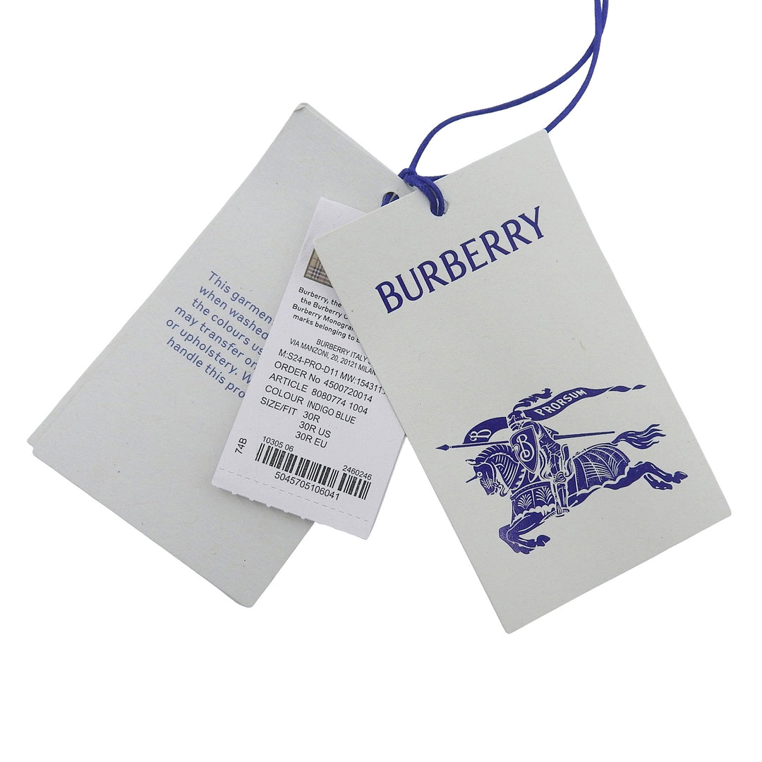 Pristine BURBERRY Denim pants Rose print roll-up Indigo blue cotton 80807741