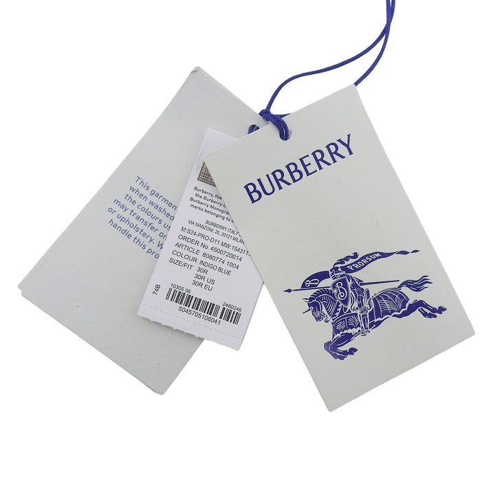 Pristine BURBERRY Denim pants Rose print roll-up Indigo blue cotton 80807741