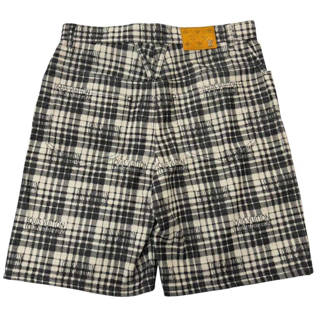 Excellent LOUIS VUITTON Shorts Logo check pattern leather patch