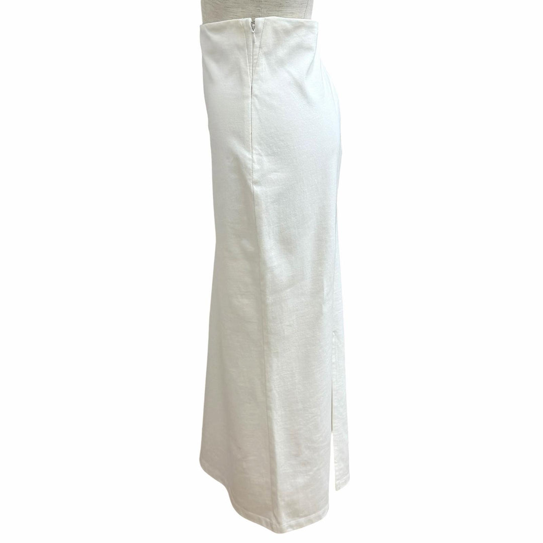Excellent PRADA Tight Skirt Triangle logo back slit cotton 44 31123Z S231 10UP