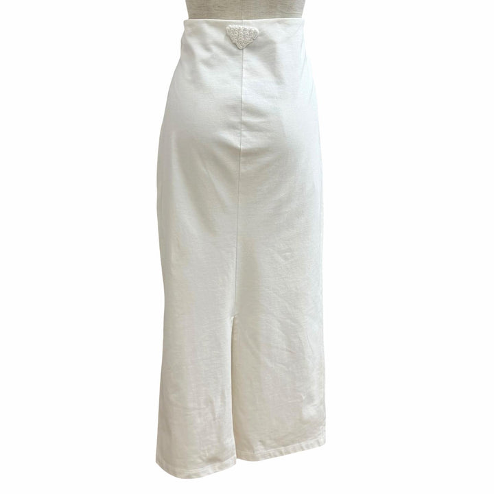 Excellent PRADA Tight Skirt Triangle logo back slit cotton 44 31123Z S231 10UP