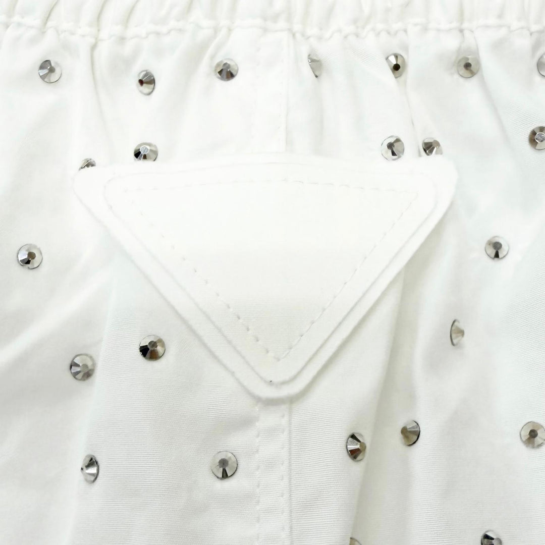 Excellent PRADA Shorts Studded Triangle Logo white cotton mens S