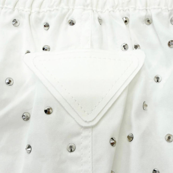 Excellent PRADA Shorts Studded Triangle Logo white cotton mens S