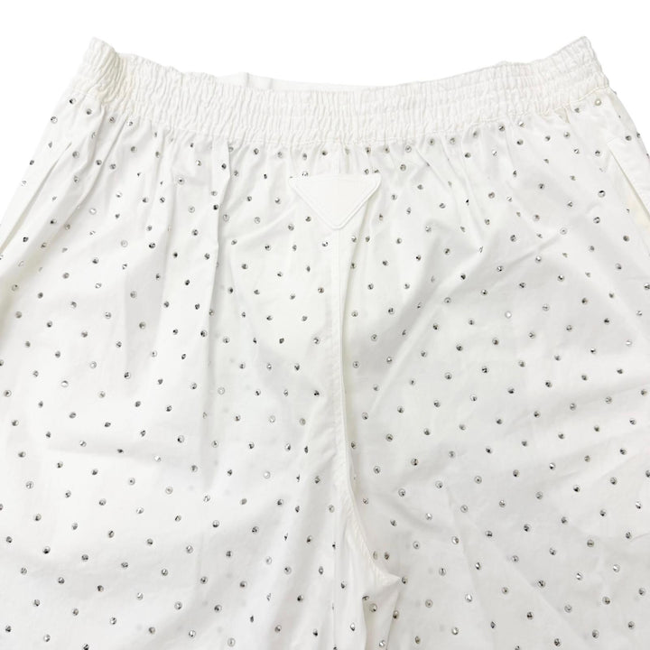 Excellent PRADA Shorts Studded Triangle Logo white cotton mens S