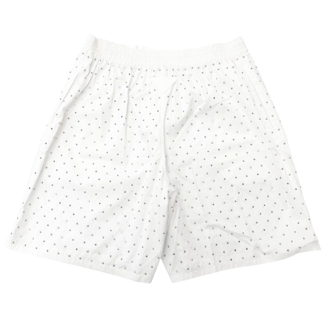 Excellent PRADA Shorts Studded Triangle Logo white cotton mens S