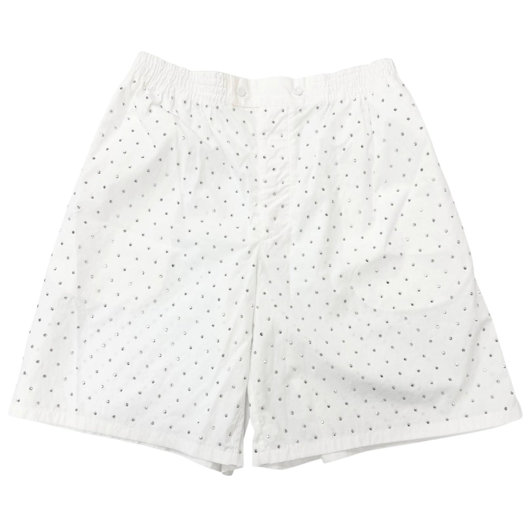 Excellent PRADA Shorts Studded Triangle Logo white cotton mens S