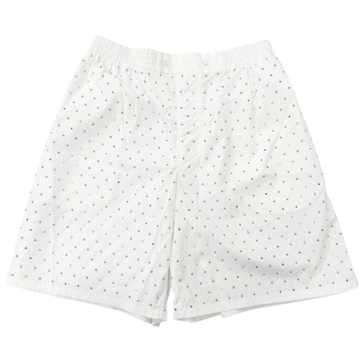 Excellent PRADA Shorts Studded Triangle Logo white cotton mens S