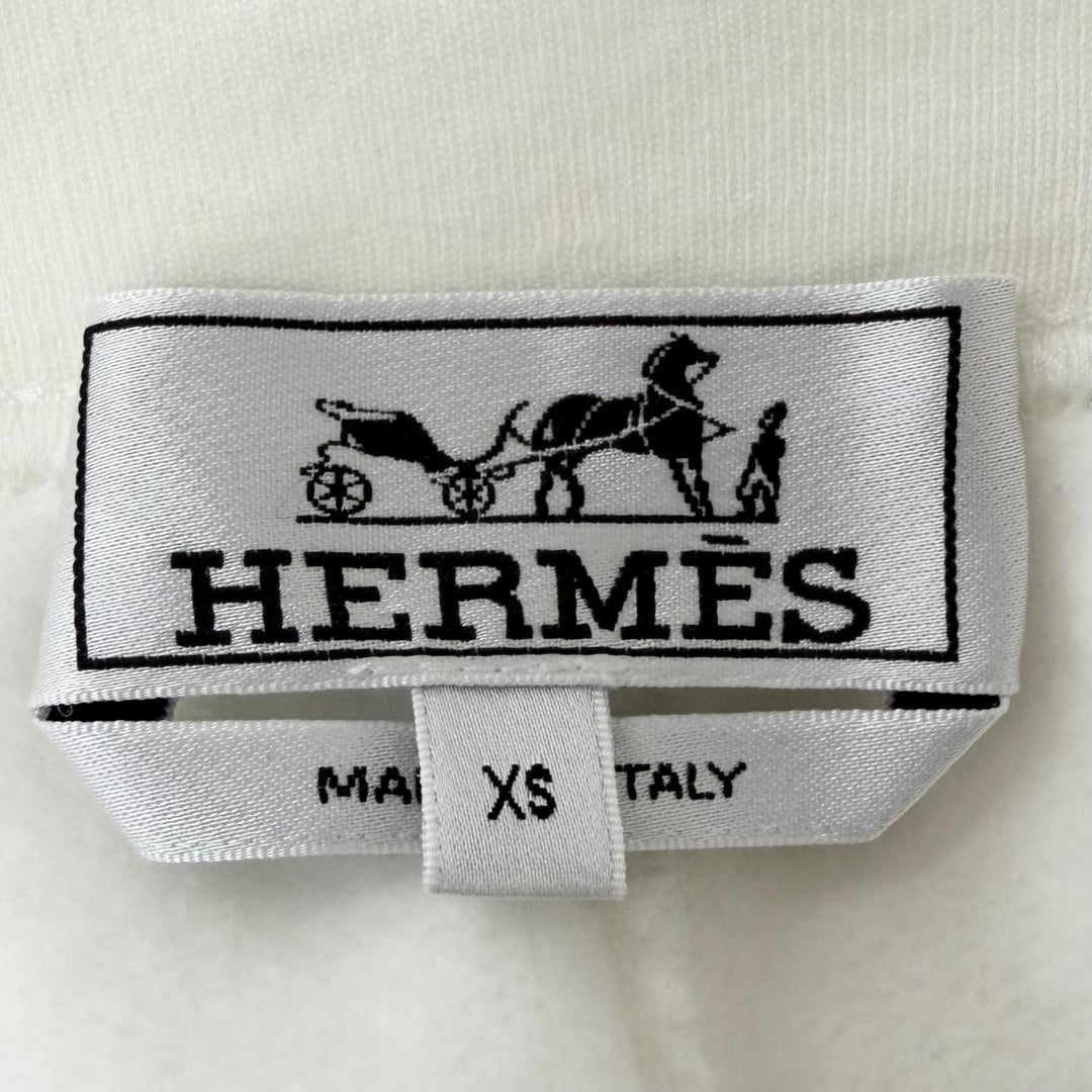 Excellent HERMES Shorts H logo motif nylon paneling white cotton