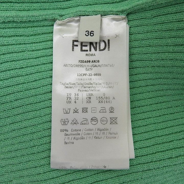 Excellent FENDI one piece Sleeveless ribbed knit green cotton 36 FZDA99 ANJB