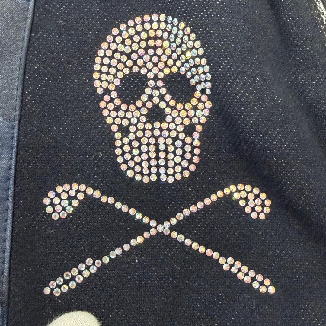 Pristine MARK & LONA two-piece set Swarovski Skull Blouson Jogger Pants Navy