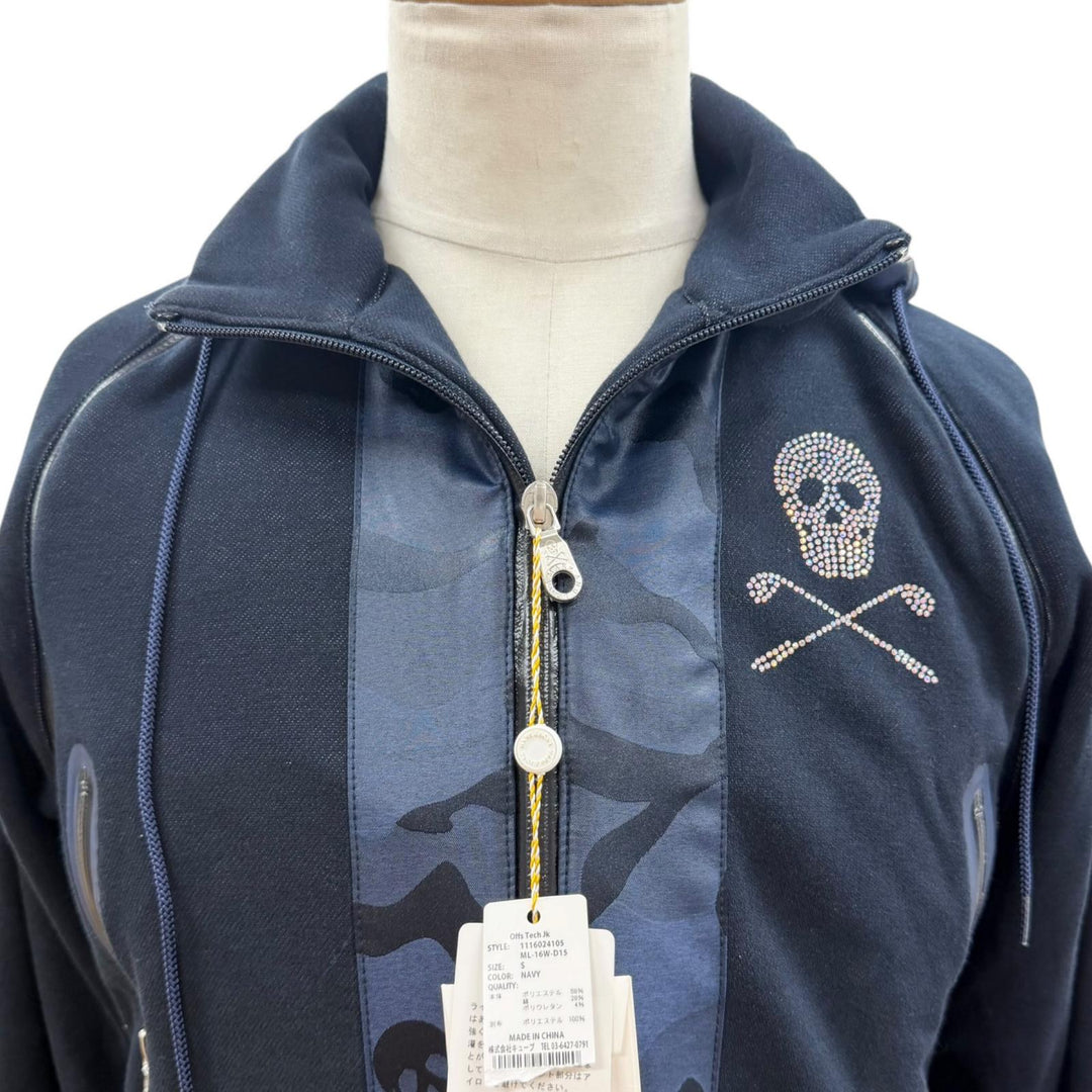Pristine MARK & LONA two-piece set Swarovski Skull Blouson Jogger Pants Navy