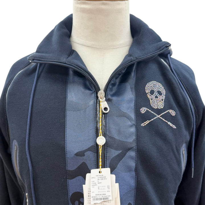 Pristine MARK & LONA two-piece set Swarovski Skull Blouson Jogger Pants Navy