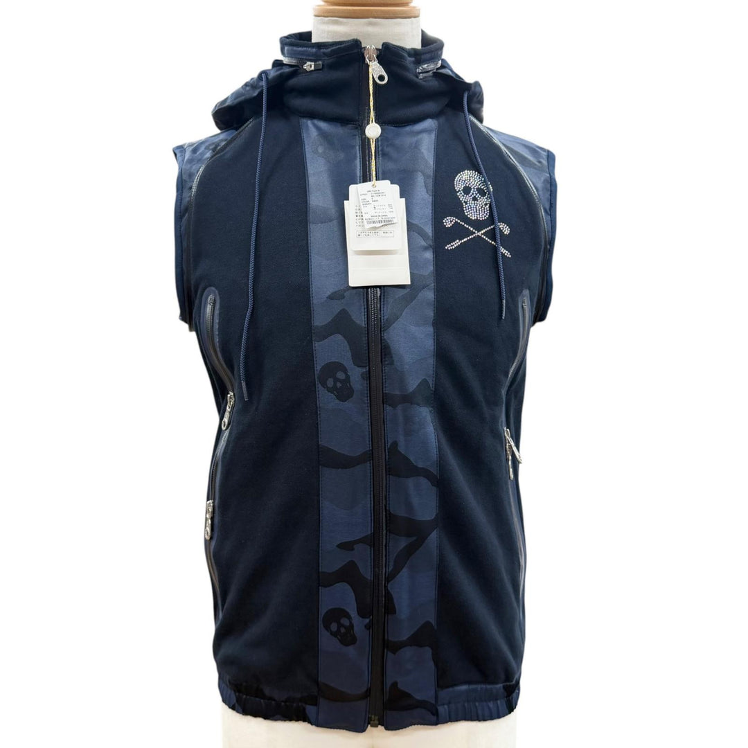 Pristine MARK & LONA two-piece set Swarovski Skull Blouson Jogger Pants Navy