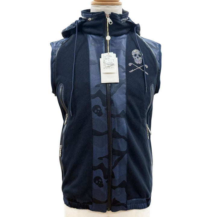 Pristine MARK & LONA two-piece set Swarovski Skull Blouson Jogger Pants Navy