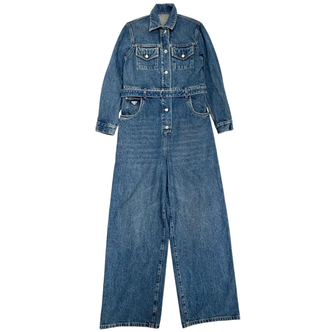 Excellent PRADA jumpsuit Triangle design denim jumpsuit/all-in-one 36 GFZ017