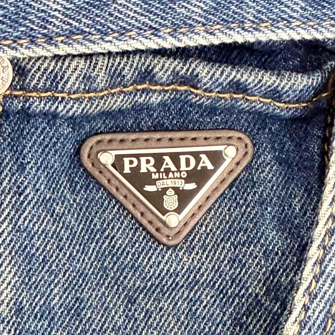 Excellent PRADA jumpsuit Triangle design denim jumpsuit/all-in-one 36 GFZ017