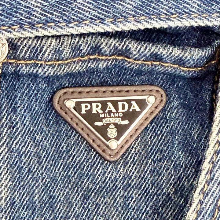 Excellent PRADA jumpsuit Triangle design denim jumpsuit/all-in-one 36 GFZ017