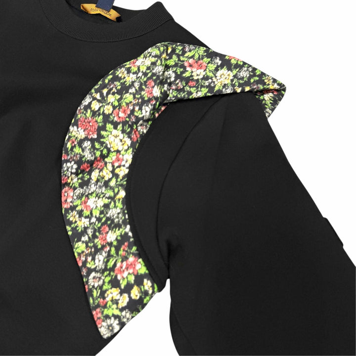 Pristine LOUIS VUITTON one piece Floral print ruffle sweatshirt dress, black XS
