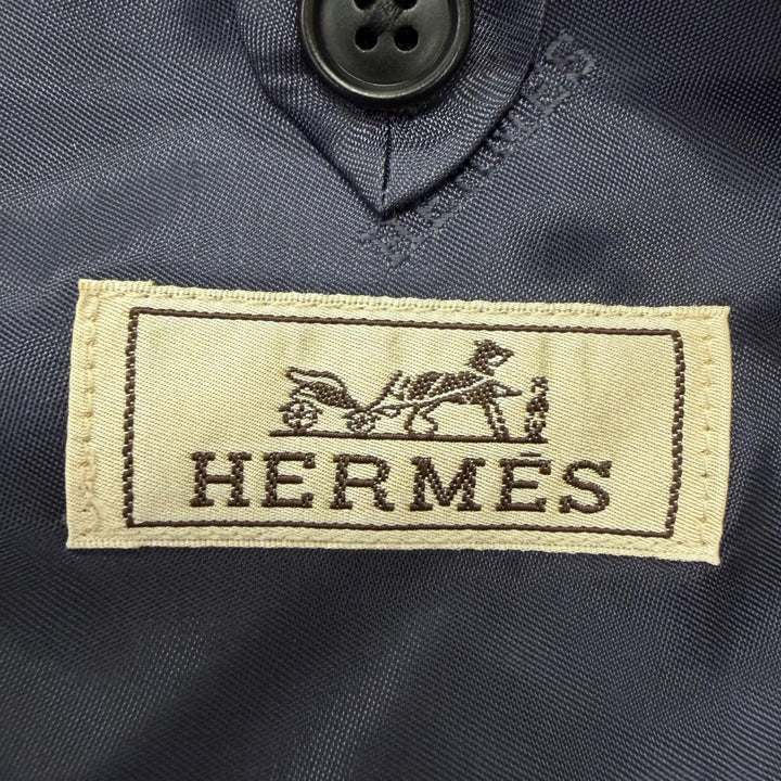 Excellent HERMES suit Single Three-piece blue wool mens