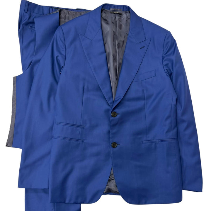 Excellent HERMES suit Single Three-piece blue wool mens