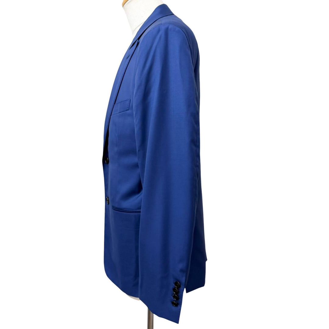 Excellent HERMES suit Single Three-piece blue wool mens