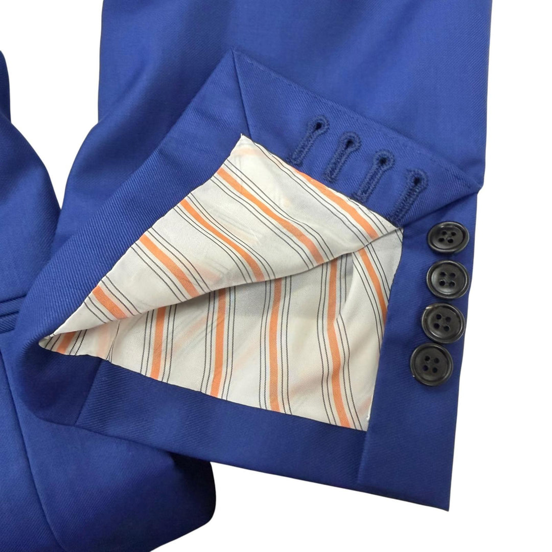 Excellent HERMES suit Single Three-piece blue wool mens