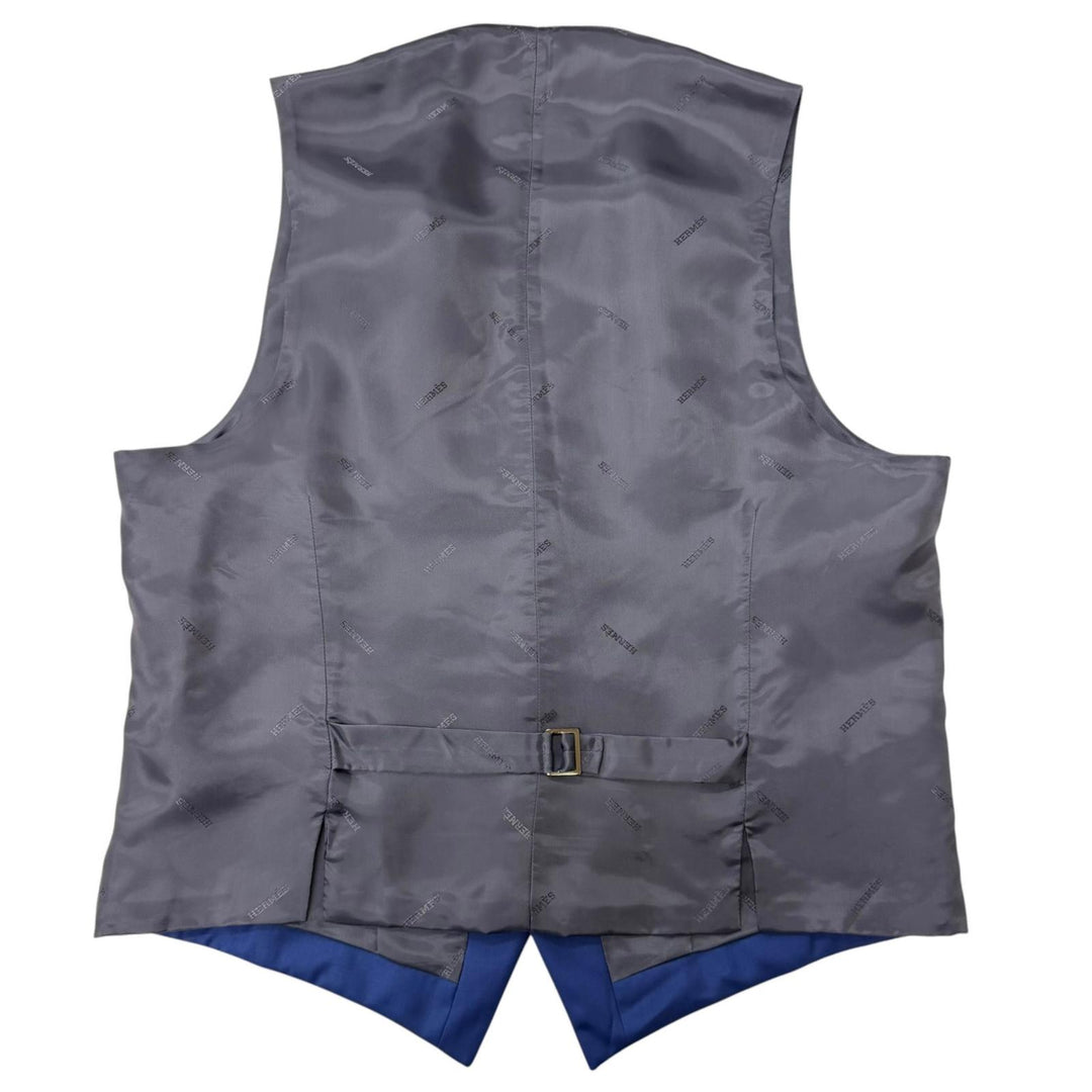 Excellent HERMES suit Single Three-piece blue wool mens
