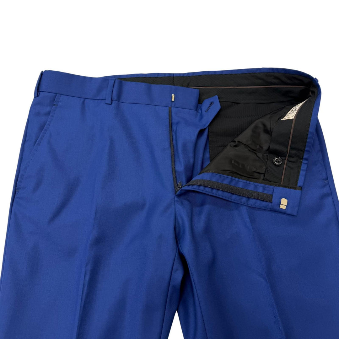 Excellent HERMES suit Single Three-piece blue wool mens