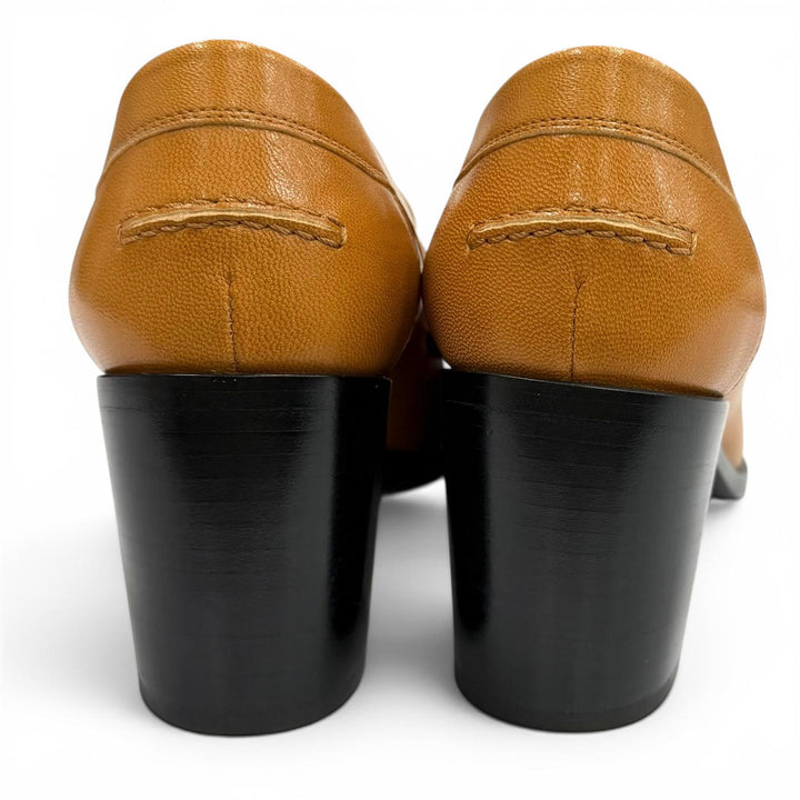 Excellent HERMES pumps dauphin 70 light brown leather Women 35.5 212091Z