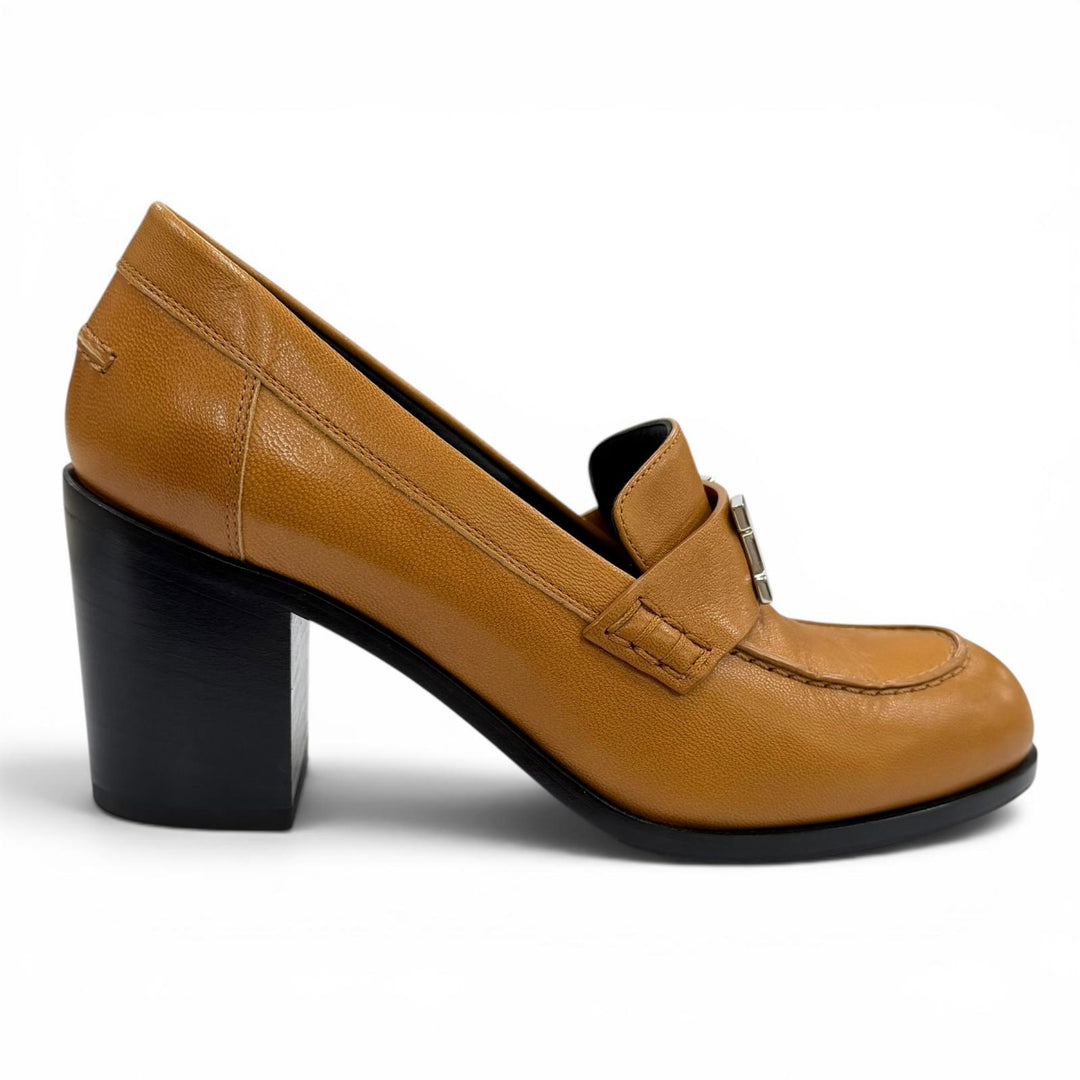 Excellent HERMES pumps dauphin 70 light brown leather Women 35.5 212091Z